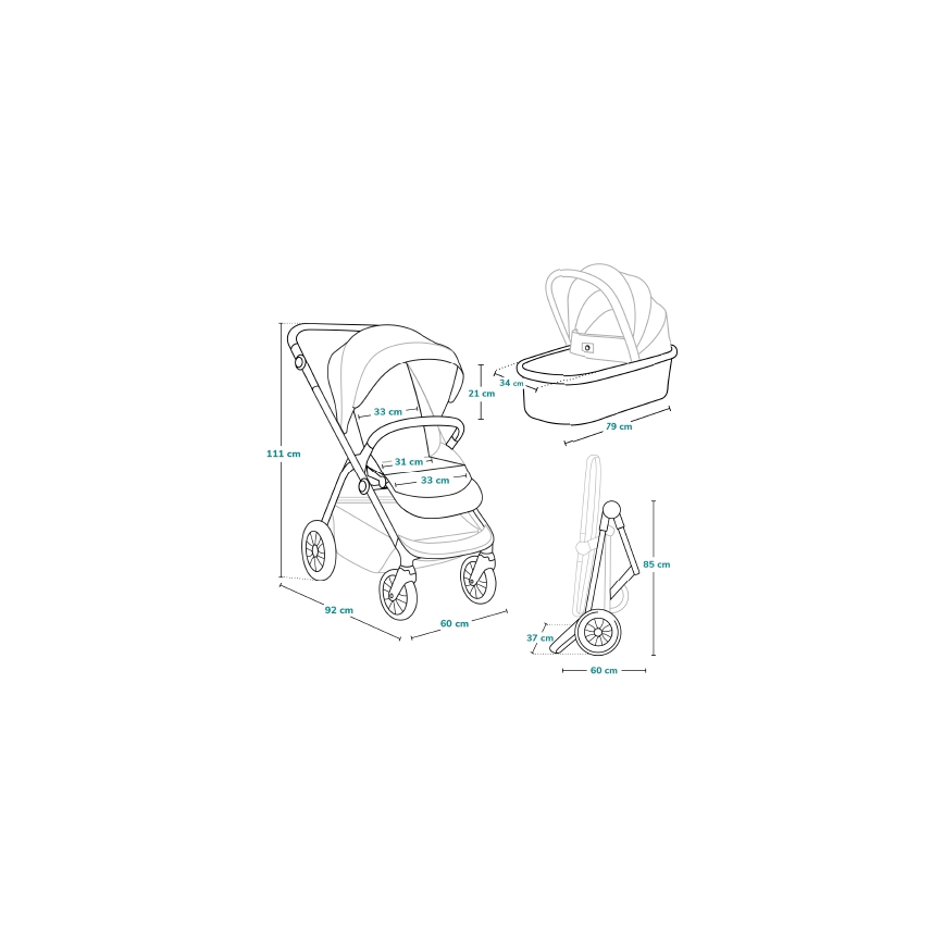 Lionelo - Kombinierter 3-in-1-Kinderwagen BIANKA Beige Sand