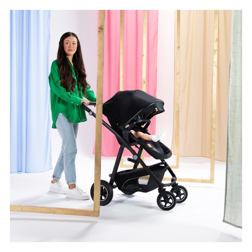 Lionelo - Kombinierter 3-in-1-Kinderwagen BIANKA Schwarz Onyx