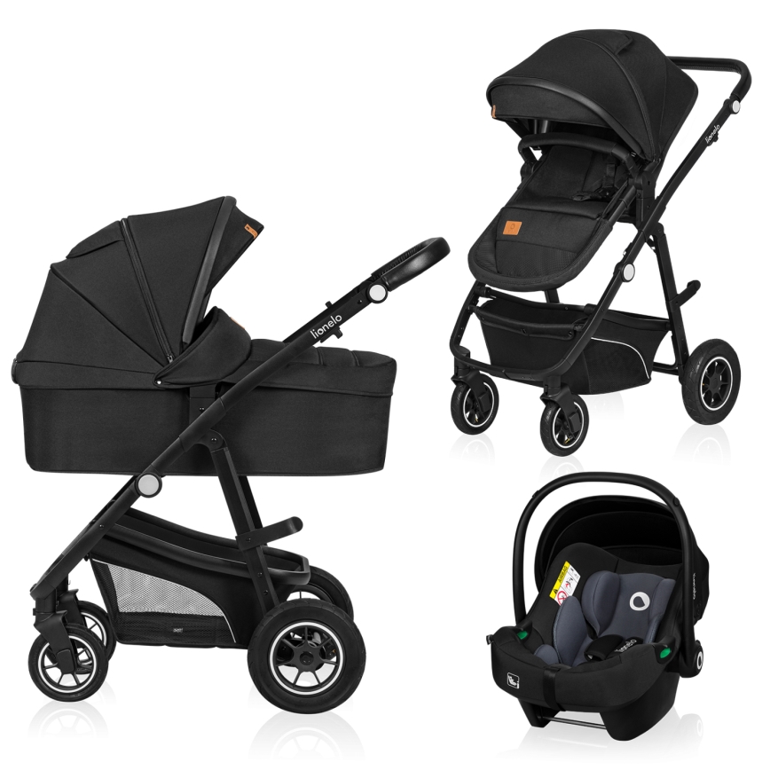 Lionelo - Kombinierter 3-in-1-Kinderwagen BIANKA Schwarz Onyx