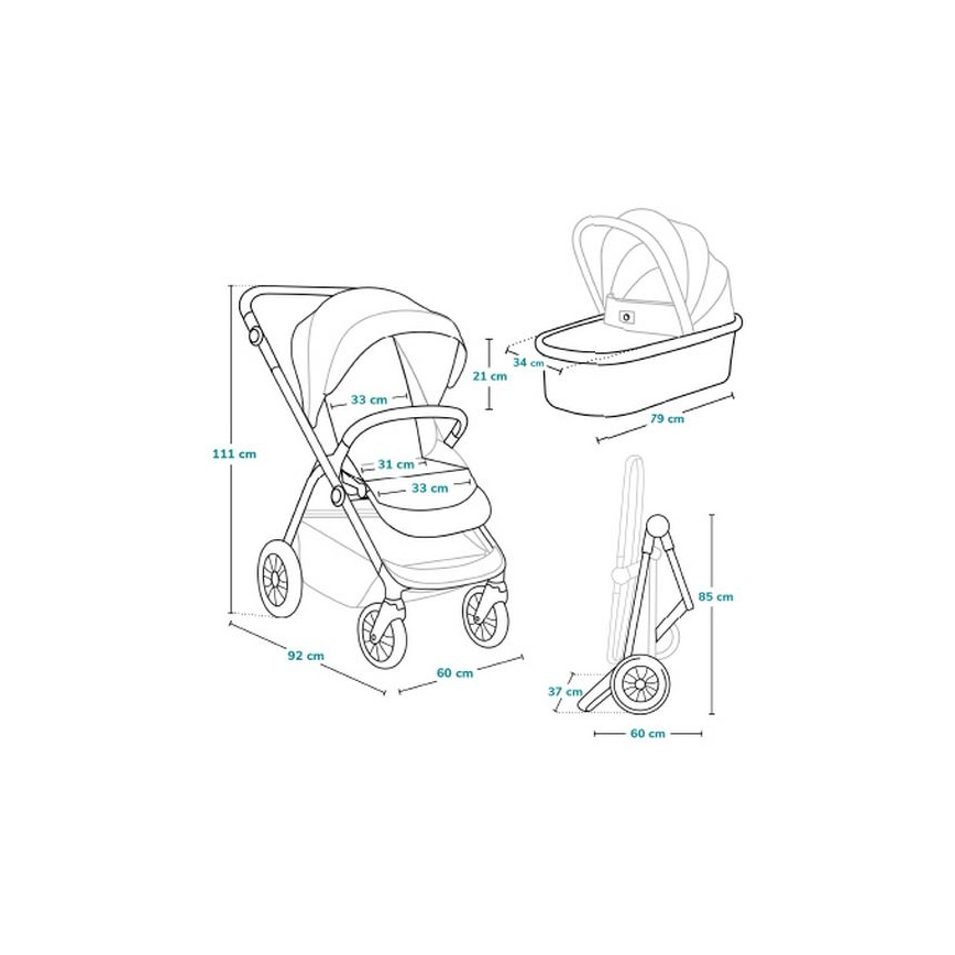 Lionelo - Kombinierter 3-in-1-Kinderwagen BIANKA Schwarz Onyx