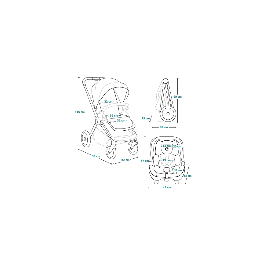 Lionelo - Kombinierter 3-in-1-Kinderwagen LAYLA Black Onyx