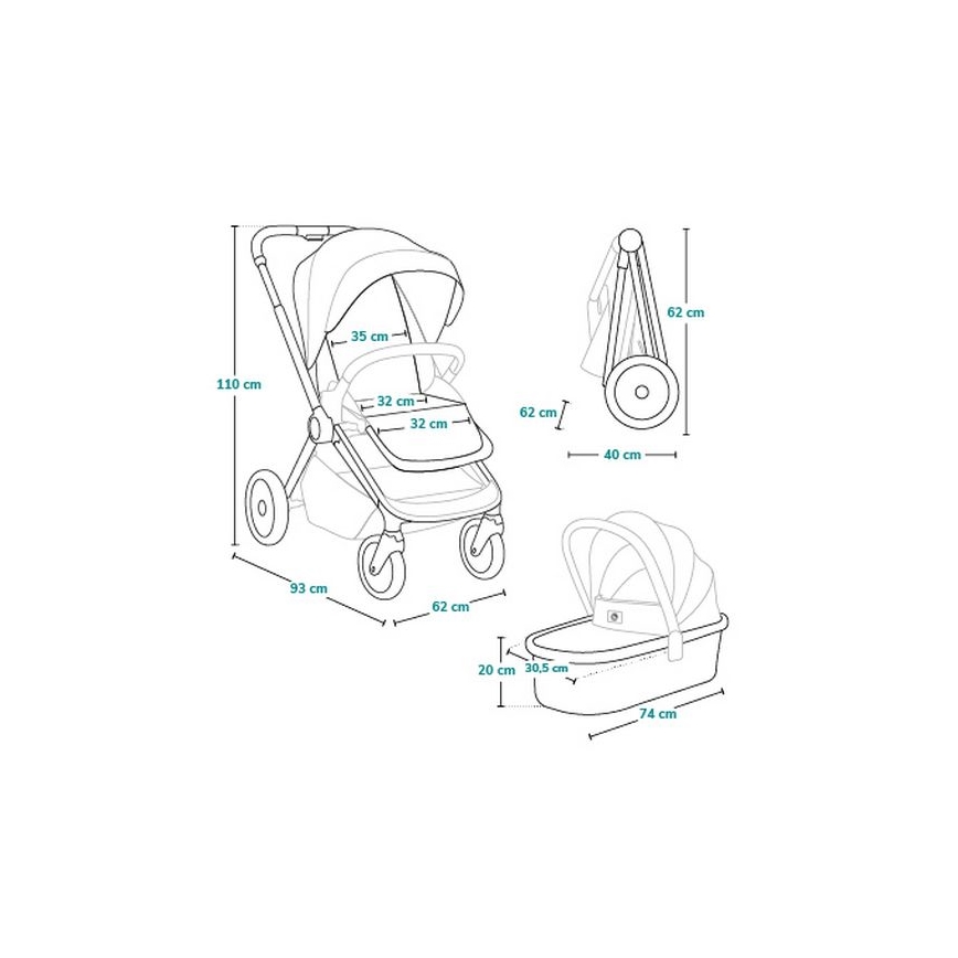 Lionelo - Kombinierter Kinderwagen 2-in-1 MIKA PLUS Steingrau