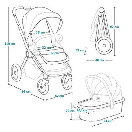 Lionelo - Kombinierter Kinderwagen 3-in-1 MIKA PLUS Olivegrün