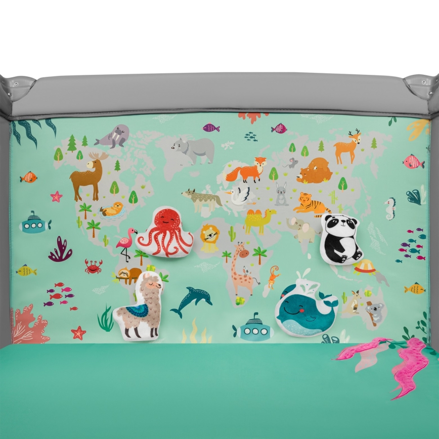 Lionelo - Laufgitter MILLE Grau/Grün