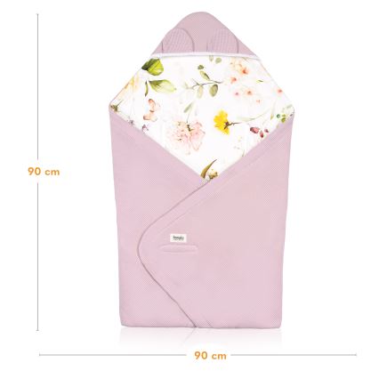 Lionelo - Pucksack für den Autokindersitz TRAVEL SWADDLE 90x90 cm Pink Flower