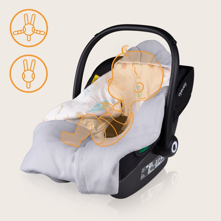 Lionelo - Pucksack für den Autositz TRAVEL SWADDLE 90x90 cm Grau Ballon