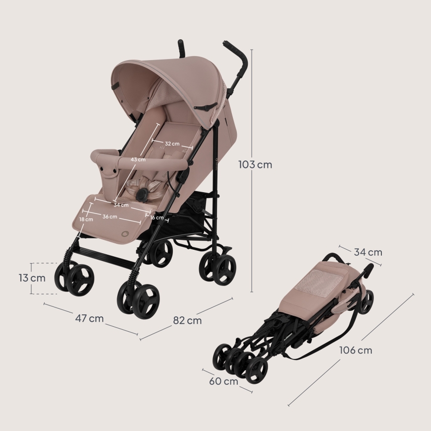 Lionelo - Regenschirm-Kinderwagen ELIA Beige Taupe