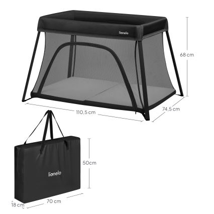 Lionelo - Reisebett 3-in-1 ALICE schwarz