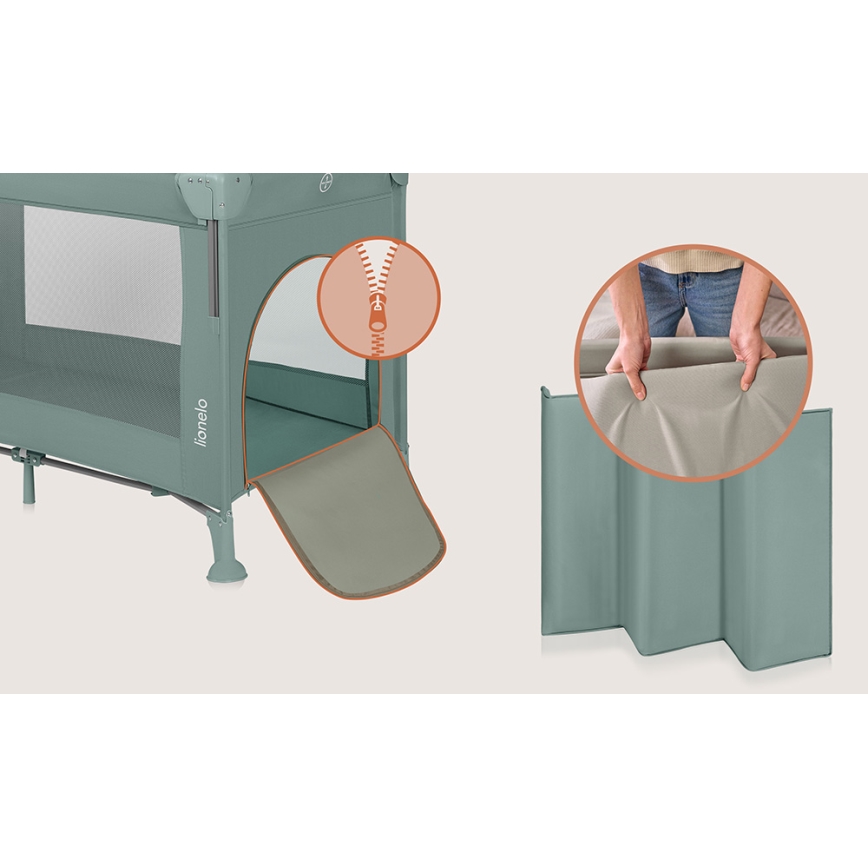 Lionelo - Reisebett 3-in-1 ELLEN Green Sage