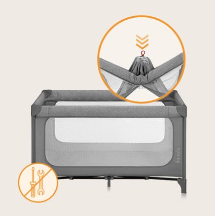 Lionelo - Reisebett JASMIN EASY FOLD Grey Stone