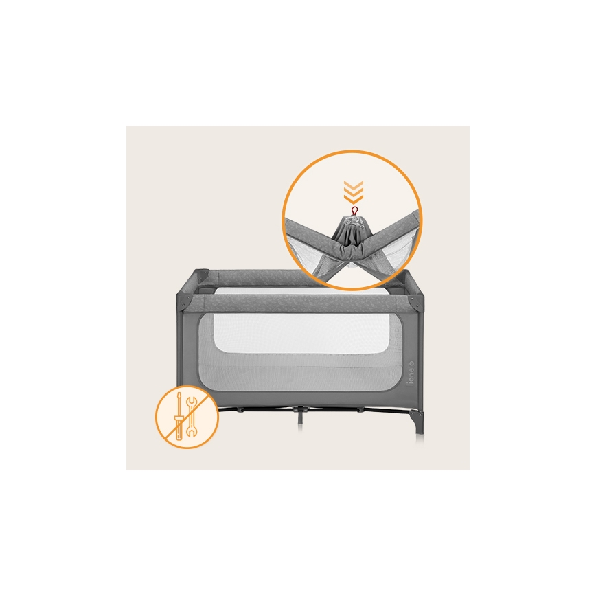 Lionelo - Reisebett JASMIN EASY FOLD Grey Stone