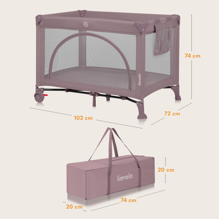 Lionelo - Reisebett LAURA Pink Nude