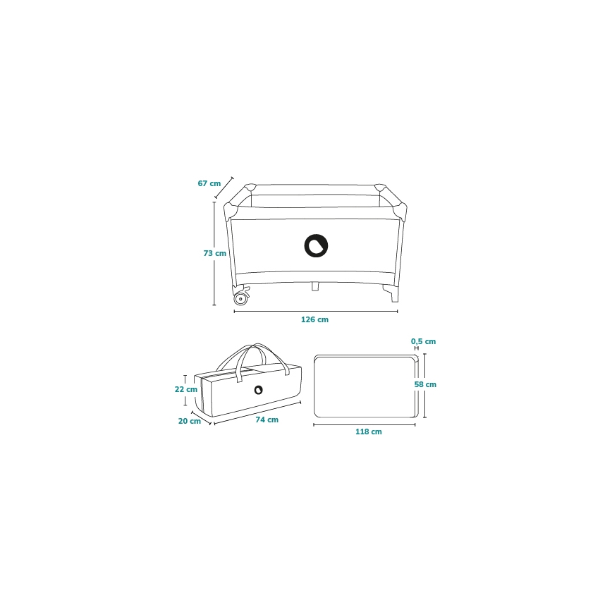 Lionelo - Reisebett STEFI Blau-Grau