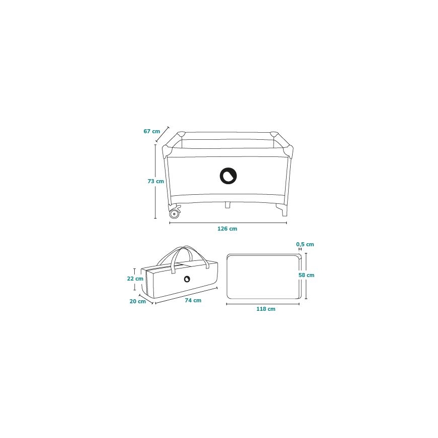 Lionelo - Reisebett STEFI grau/gelb