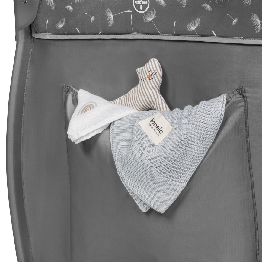 Lionelo - Reisebett STEFI PLUS Grau‑Weiß