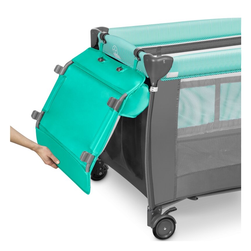 Lionelo - Reisebett SVEN PLUS grau/türkis