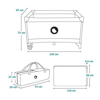 Lionelo - Reisekinderbett STEFI grau/gelb