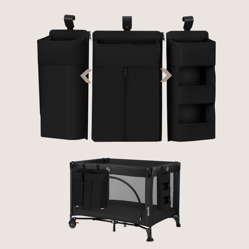 Lionelo - SIDEPOCKET 3-in-1 Organizer für Babybett Schwarz