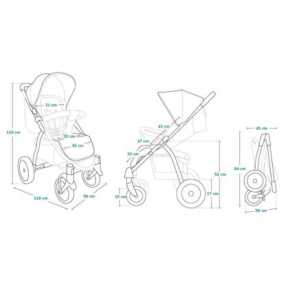 Lionelo - Sport-Kinderwagen ANNET PLUS Concrete