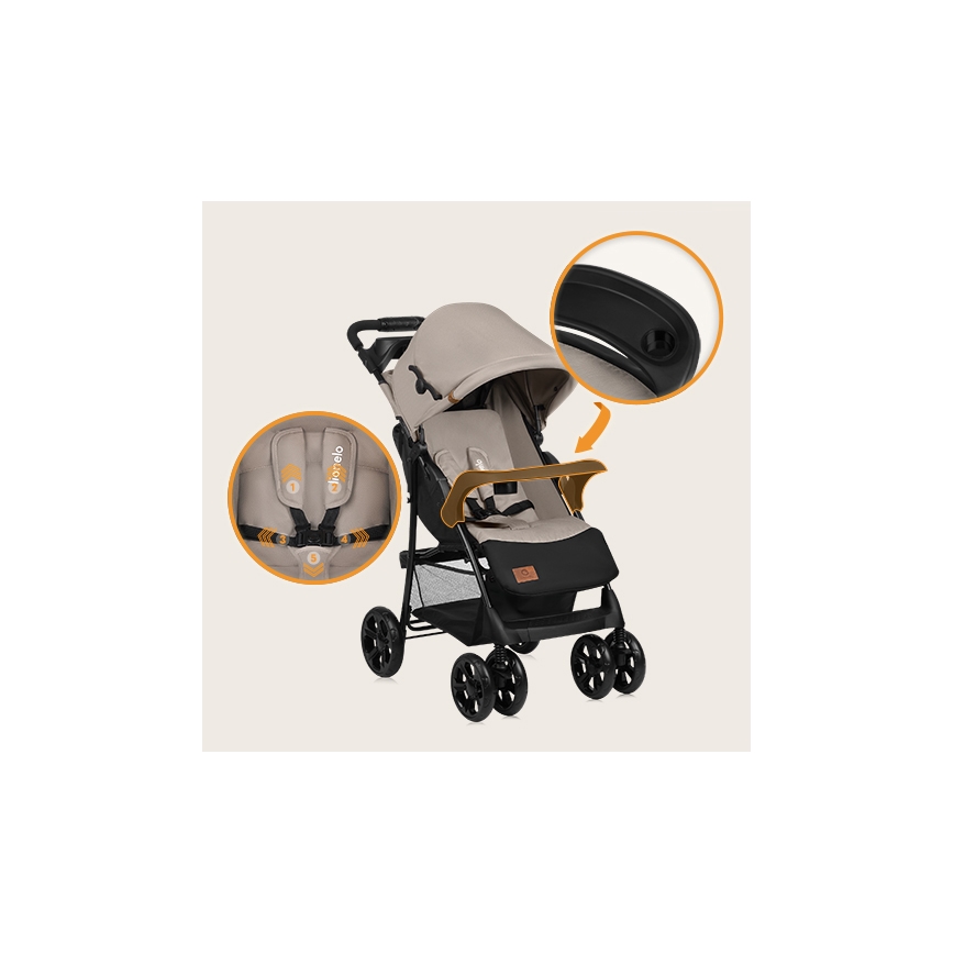 Lionelo - Sport-Kinderwagen EMMA PLUS beige/schwarz