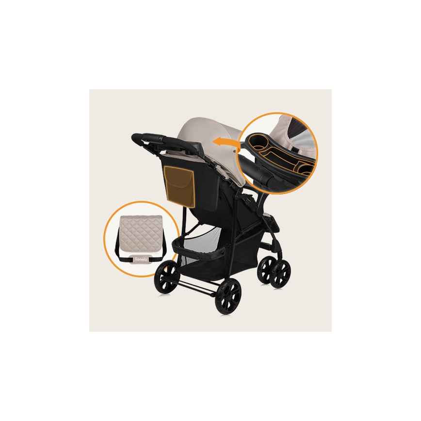 Lionelo - Sport-Kinderwagen EMMA PLUS beige/schwarz