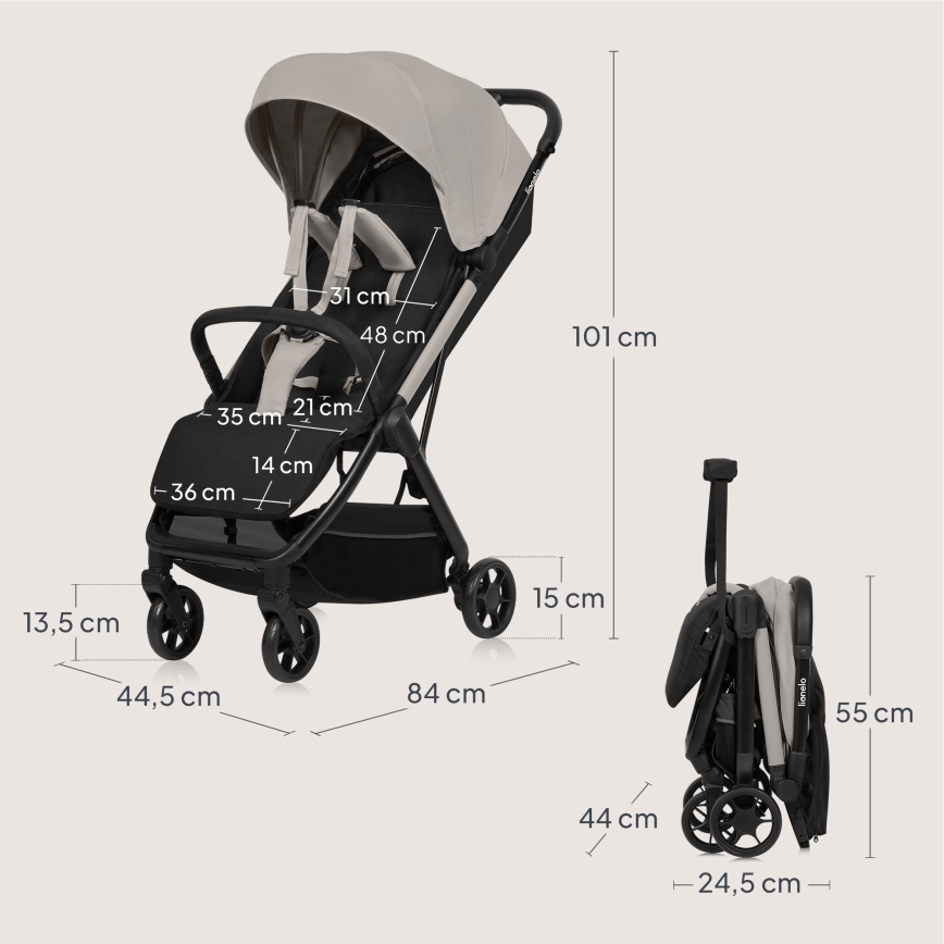 Lionelo - Sport-Kinderwagen JULIE AIR Sandbeige