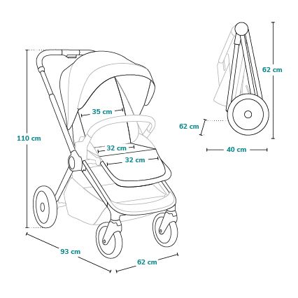 Lionelo - Sport-Kinderwagen MIKA PLUS Grey Stone