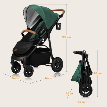 Lionelo - Sport-Kinderwagen NATT Smaragdgrün