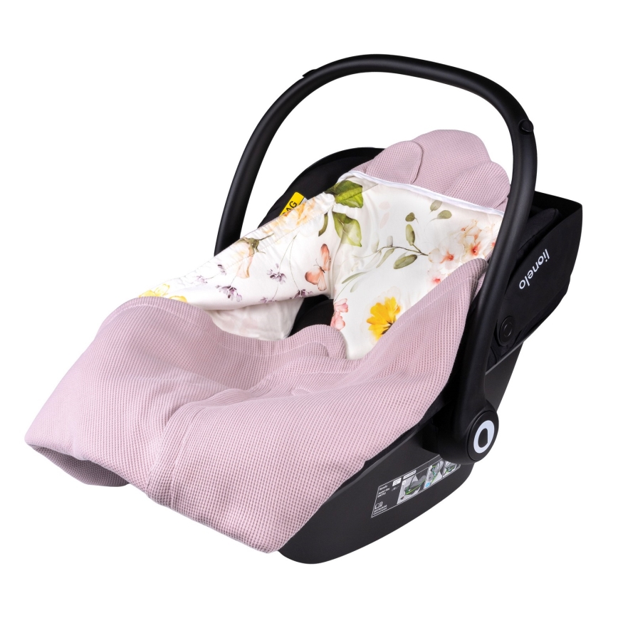 Lionelo - Wickeldecke für Babyschale TRAVEL SWADDLE 90x90 cm Pink Flower