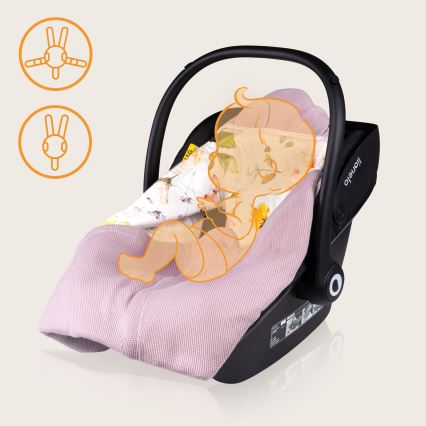 Lionelo - Wickeldecke für Babyschale TRAVEL SWADDLE 90x90 cm Pink Flower