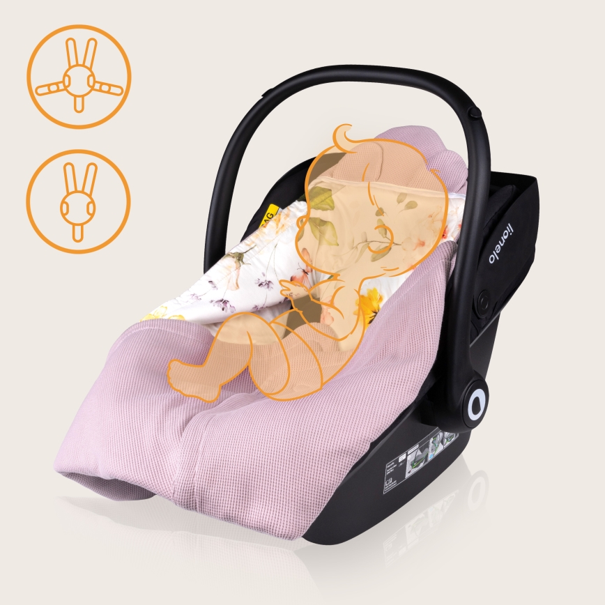 Lionelo - Wickeldecke für Babyschale TRAVEL SWADDLE 90x90 cm Pink Flower