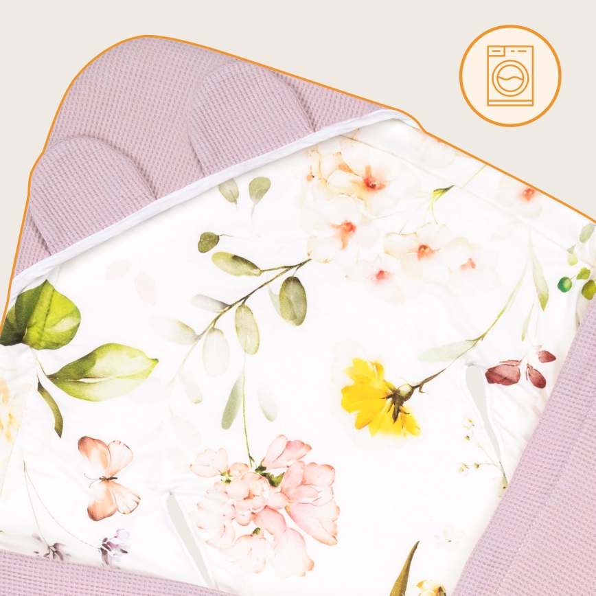 Lionelo - Wickeldecke für Babyschale TRAVEL SWADDLE 90x90 cm Pink Flower