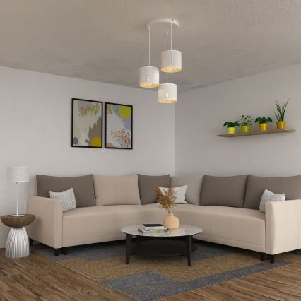 Deckenleuchte an Kabel LOFT SHADE 3xE27/60W/230V weiß/gold