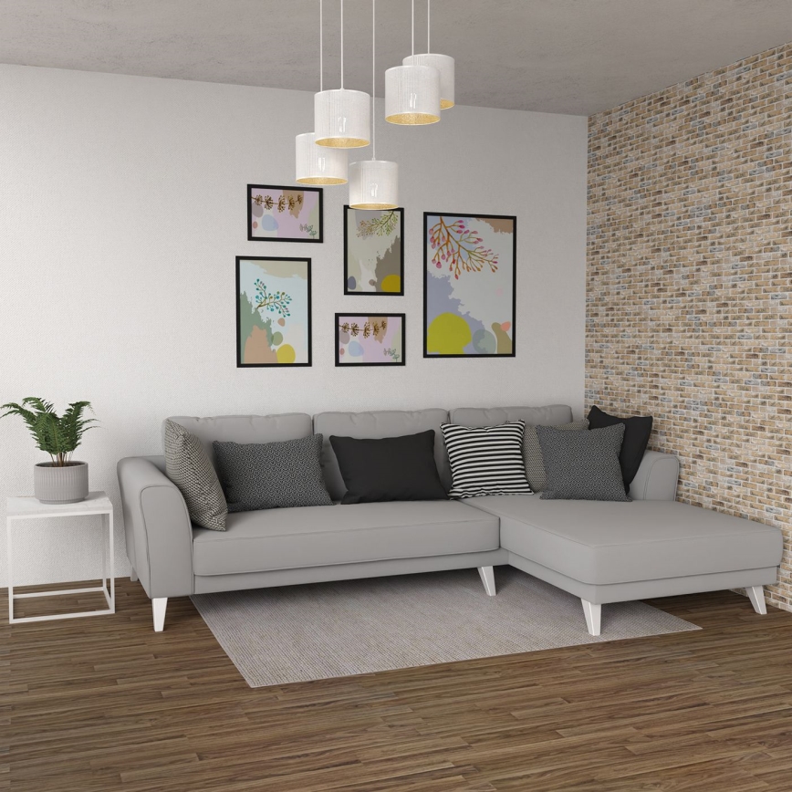 Deckenleuchte an Seil LOFT SHADE 5xE27/60W/230V weiß/gold