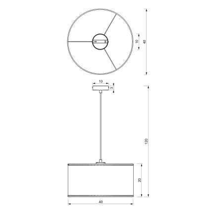 Deckenleuchte an Seil LOFT SHADE 1xE27/60W/230V Ø 40 cm weiß/gold
