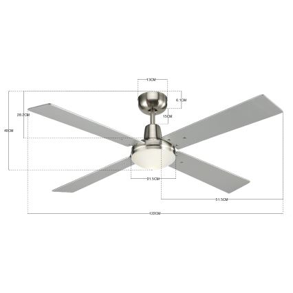 Lucci Air 210334 - Deckenventilator AIRFUSION QUEST 1xE27/60W/230V Holz/mattchrom + Fernbedienung