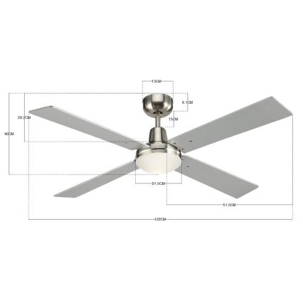 Lucci Air 210334 - Deckenventilator AIRFUSION QUEST 1xE27/60W/230V Holz/matt Chrom + Fernbedienung