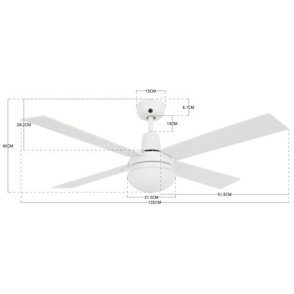 Lucci Air 210339 - Deckenventilator AIRFUSION QUEST 1xE27/60W/230V weiß/Holz + Fernbedienung