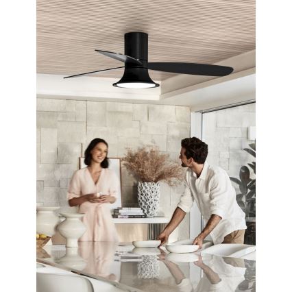 Lucci Air 210662 - LED dimmbarer Deckenventilator FLUSSO 1xGX53/18W/230V Holz/Schwarz + Fernbedienung