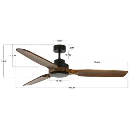 Lucci air 213051 - Deckenventilator SHOALHAVEN schwarz/braun