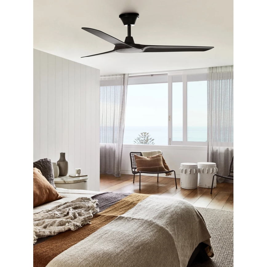 Lucci Air 21321649 - Deckenventilator ABYSS d 142 cm IP66 schwarz + Fernbedienung