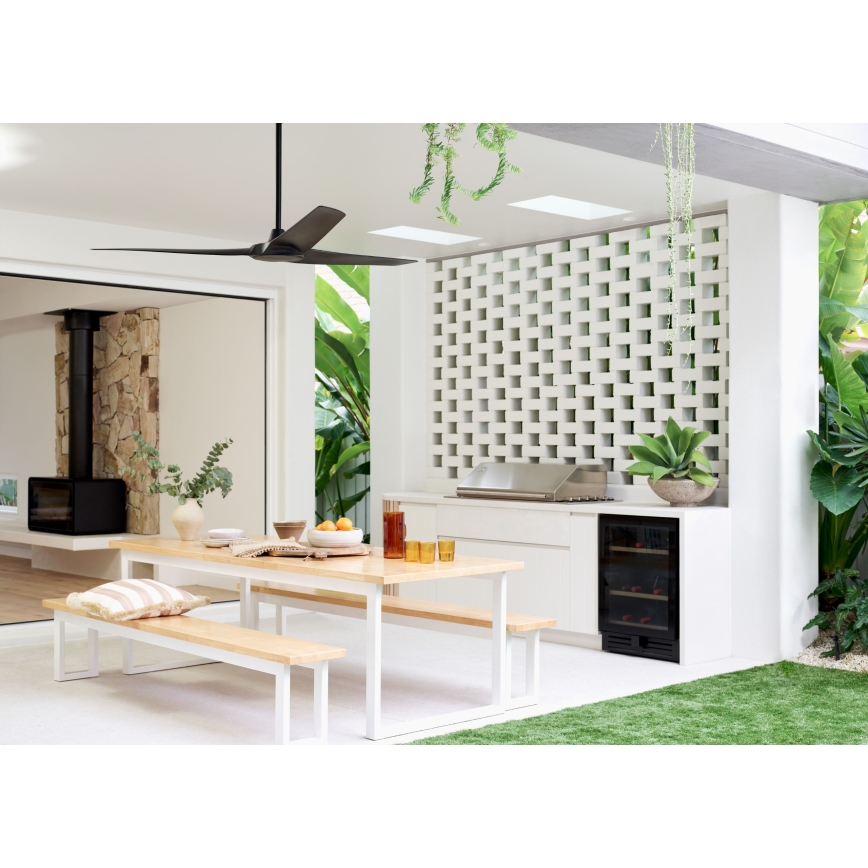 Lucci Air 21321649 - Deckenventilator ABYSS d 142 cm IP66 schwarz + Fernbedienung