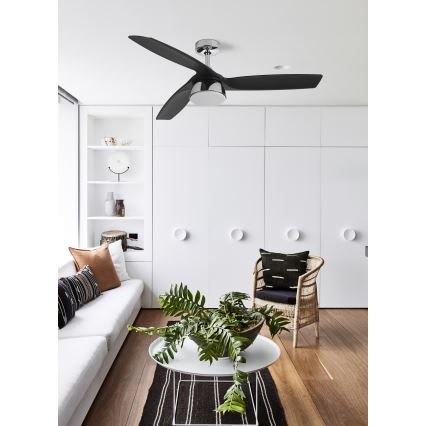 Lucci air 513072 - dimmbarer LED-Deckenventilator BRONX LED/18W/230V 3000/4000/6000K Schwarz/Hochglanz-Chrom Ø 132 cm + Fernbedienung