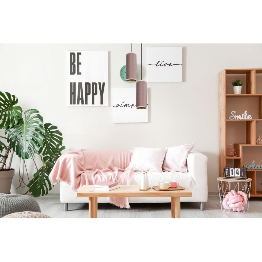 Deckenleuchte an Kabel AVALO 2xE27/60W/230V Ø 20 cm rosa/kupferfarben