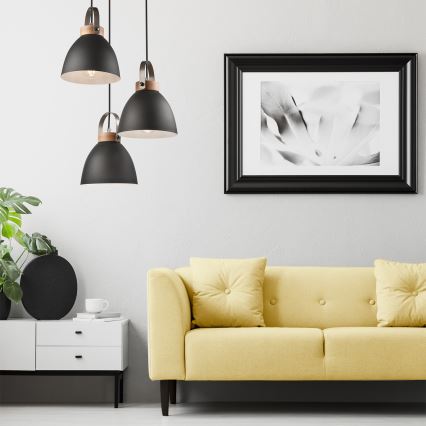 Deckenleuchte an Seil DANIELLE 3xE27/60W/230V Buche