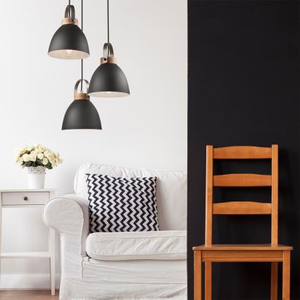 Deckenleuchte an Seil DANIELLE 3xE27/60W/230V Buche