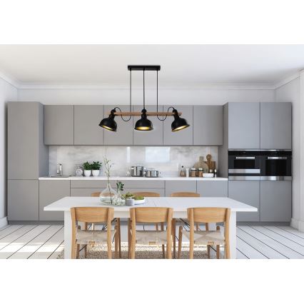 Deckenleuchte an Kabel RENO 3xE27/40W/230V schwarz/braun