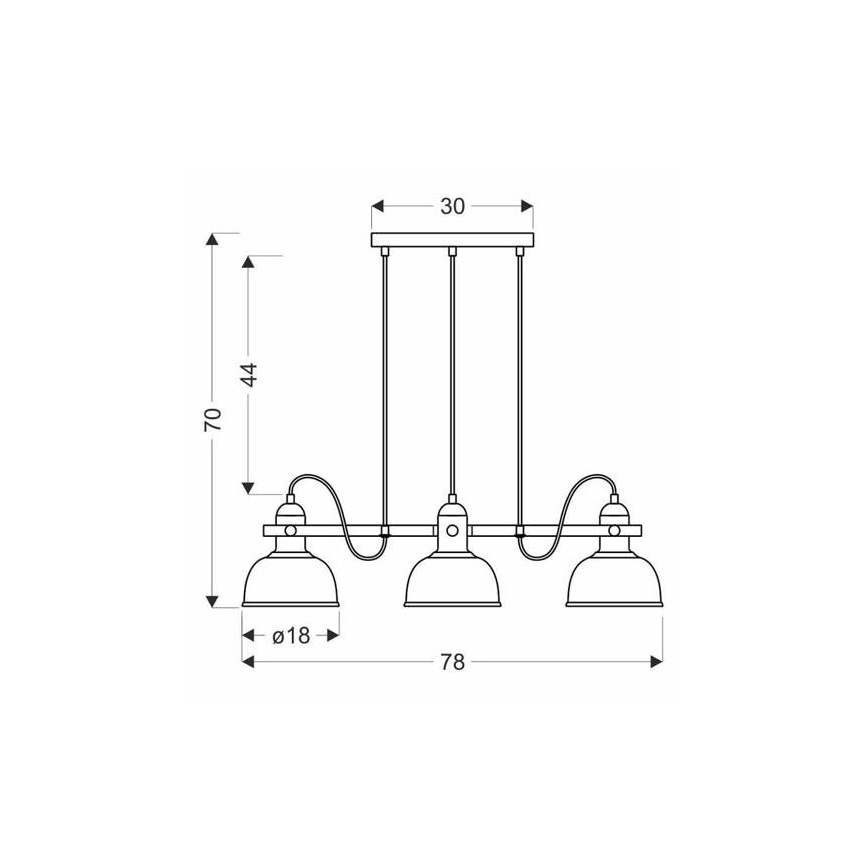 Deckenleuchte an Kabel RENO 3xE27/40W/230V schwarz/braun