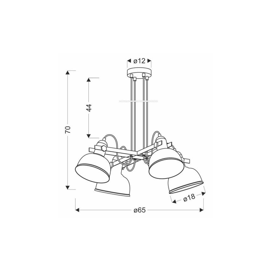 Deckenleuchte an Kabel RENO 4xE27/40W/230V schwarz/braun