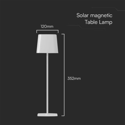 LED-Solar-Tischleuchte mit Touch-Funktion, dimmbar, magnetisch, aufladbar LED/5W/5V 3000-6000K 3600 mAh IP65 weiß